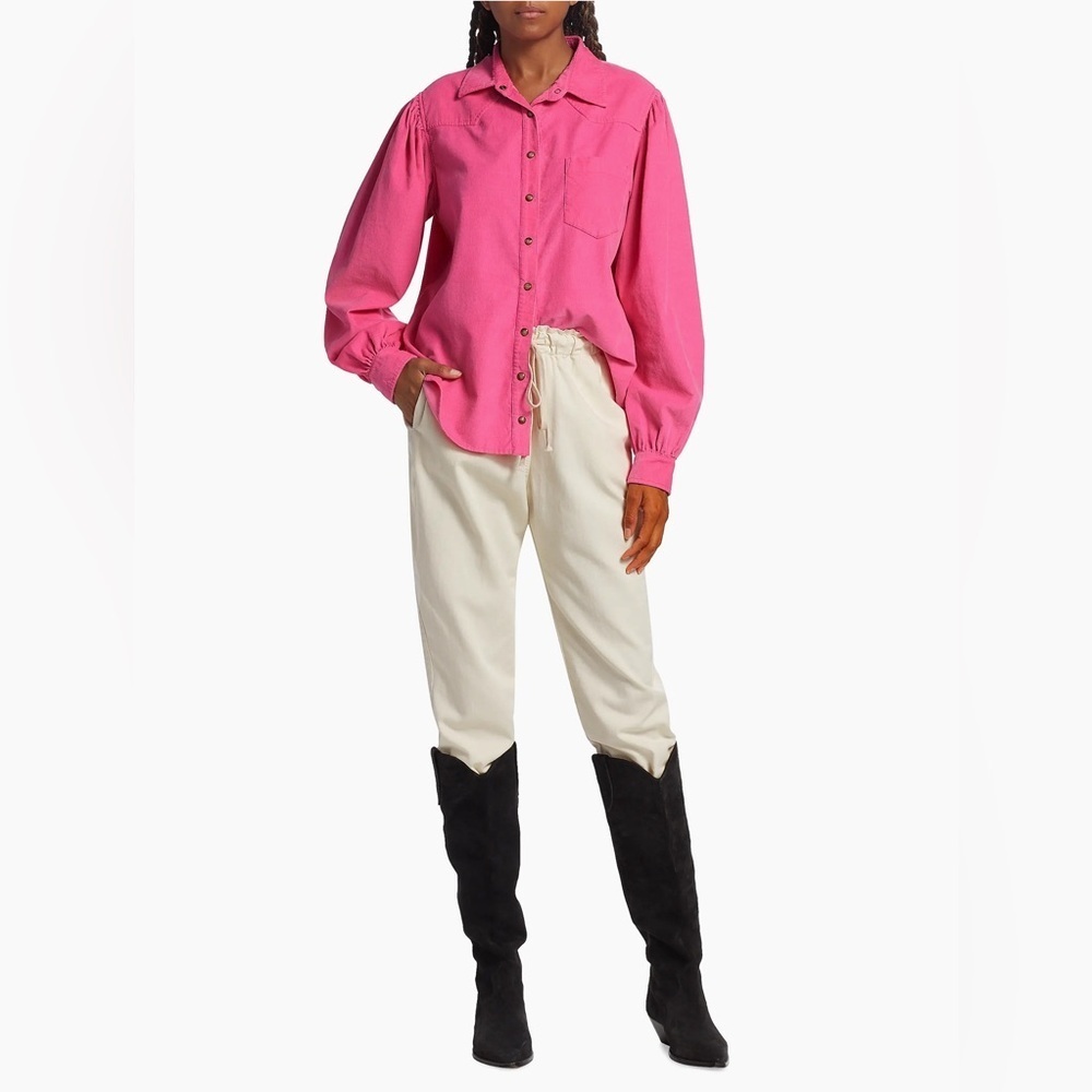 XIRENA Wylan Cotton Corduroy Western Style Shirt in Pink Peony M